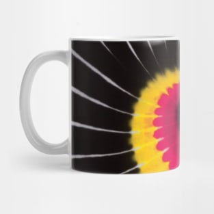 Black White Pink Yellow Spiral Tie Dye Mug